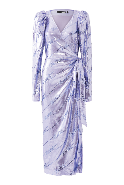 Sequinned Wrap Midi Dress